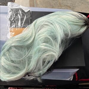 24” Pastel Mint Rooted Lace Front Wig Nikita Dragun Bellami Saphira Blue